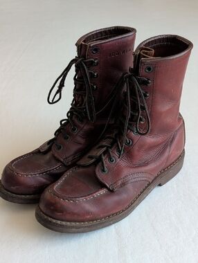 Vintage Red Wing Maroon Leather Lace Up 214 Work Boots 7 D